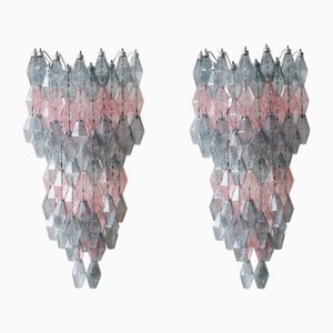 Poliedri Wandlampen aus Muranoglas von Venini, 1970er, 2er Set