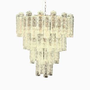 Lampadario vintage a tubi cilindrici in vetro di Murano in stile Barovier, Venezia, Italia, 2007