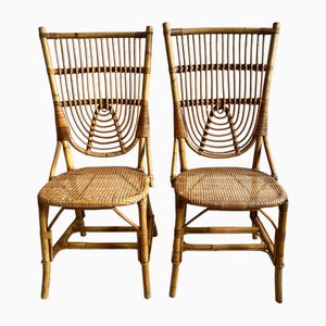 Bamboo Chairs attributed to Adrien Audoux & Frida Minet, 1950s, Set of 2