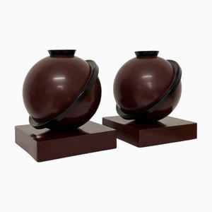 Art Deco Saturn Kerzenhalter aus Bakelit, 1930er, 2er Set