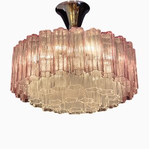 Vintage Kronleuchter mit angeschnittenem Muranoglas in Kristall und Amethyst Farbe, 2009