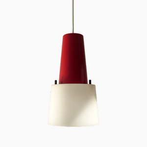 Moderne Hängelampe in Rot und Weiß, 1960er