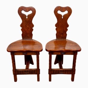 Arts & Crafts Tiger Oak Chairs by Rupert Griffiths for MCM, 1950s, Set of 2