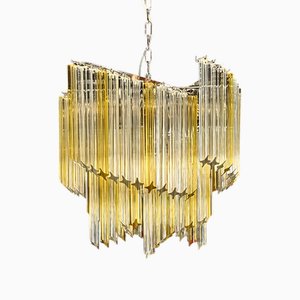 Vintage Chandelier with Quadrihedral Prism Glass from Murano, 2004