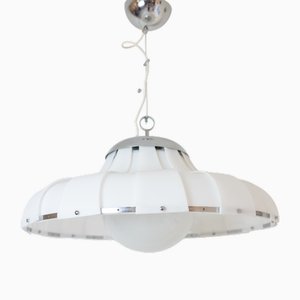 Large White Pendant Lamp by Harvey Guzzini for Meblo, 1970s