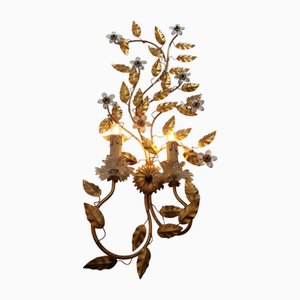 Wandlampe mit Muranoglas Blumen von Banci Firenze, 1970er