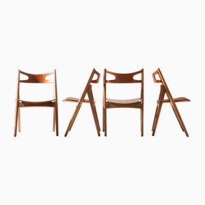 Sawbuck Dining Chairs by Hans J. Wegner for Carl Hansen & Søn, 1950s, Set of 4