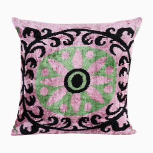 Floral Silk Ikat Velvet Cushion Cover, 2010s