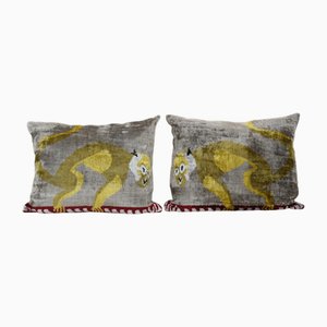Housses de Coussin en Velours Ikat en Soie, 2010s, Set de 2