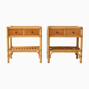 Vintage Bamboo Bedside Tables, 1960s, Set of 2