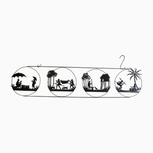 Chiseled Iron Wall Decorations, 1950s, Set of 2