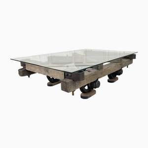 Mesa de centro en forma de carrito de mineros, años 90