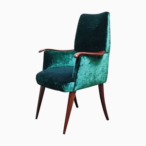 Poltrona in legno e tessuto verde di Osvaldo Borsani, Italia, anni '60