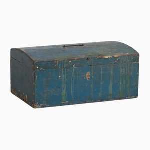 Small Antique Chest with Navy Blue Patina