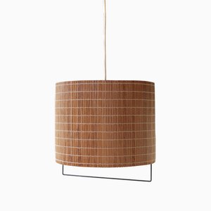 Design Hängelampe aus Kiefernholz mit Lamellen, 1950er