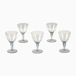 White Wine Glasses by Wilhelm Wagenfeld for VLG Weisswasser, Germany, 1937, Set of 5