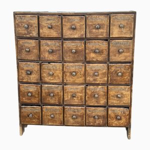 Large Floor Standing Pine Bank of Shop Drawers