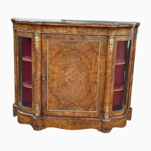 Victorian Walnut Serpentine Front Inlaid Credenza with Ormolu Mounts