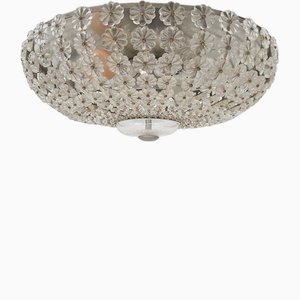 Mid-Century Deckenlampe mit Glasblumen, Frankreich, 1960er