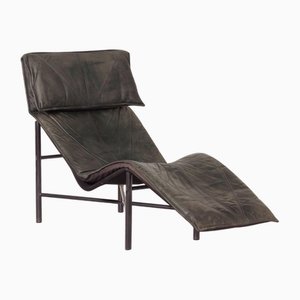 Chaise longue Skye de cuero verde de T. Bjorklund para Ikea, años 80