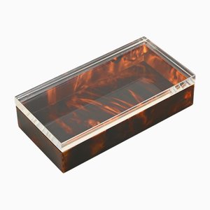 Boîte à Bijoux en Verre Acrylique Écaille de Tortue par Christian Dior, Italie, 1970s