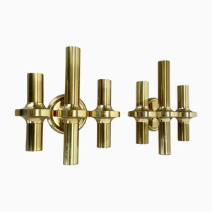 Lampade da parete Tube Torch in ottone di Gaetano Sciolari, Italia, anni '70, set di 2