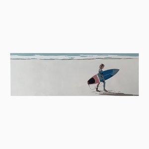 Joanna Woyda, La playa: una tabla de surf, 2025, acrílico sobre lienzo