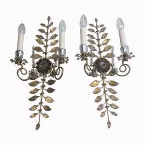 Vintage Gilded Wall Lights by Banci Firenze, 1960s, Set of 2