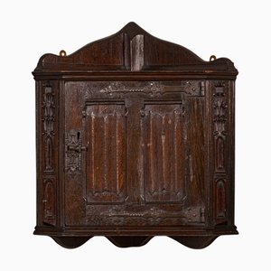 Englischer viktorianischer Eckvitrine aus Eiche, 1880er