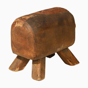Tabouret de Gymnastique Vintage en Cuir, Ancienne Tchécoslovaquie, 1930s