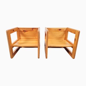 Sedie da tavolo da bambino in pino di Marcel Gascoin, Francia, anni '70