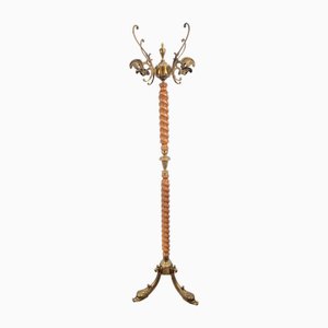 Regency Barley Twist Garderobe mit Löwenköpfen aus Messing, Frankreich, 1950er