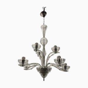 Large Art Deco Murano Glass Chandelier from Barovier, 1940s
