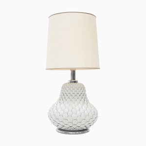 Weiße Artischocke Tischlampe aus Keramik, 1970er
