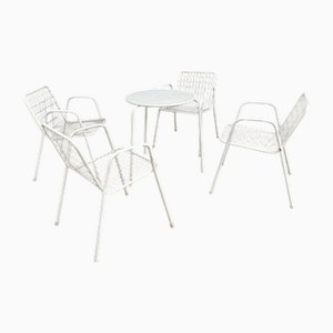 Salon de Jardin en Métal Blanc, 1970, Set de 5
