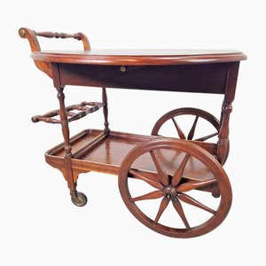 Carrito de bebidas con eje vintage de madera, Francia, años 70