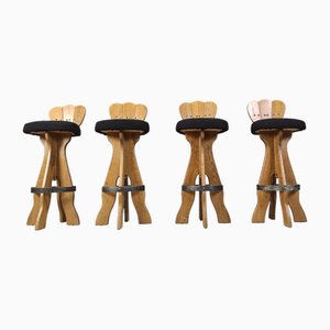 Brutalistische Vintage Barhocker, 1960er, 4er Set