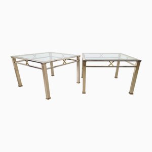 Mesa de centro de cromo y latón de Fratelli Orsenigo, años 70. Juego de 2
