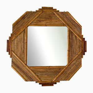 Specchio da parete in vimini e bambù di Colin Morrow per Vivai del Sud, Italia, anni '70