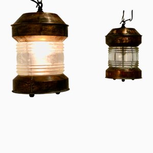 Copper Ships Mast Head Lights, 1940s, Set of 2