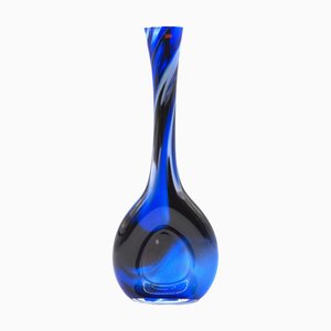 Vase Bleu Fait Main en Verre par Lino, Italie, 1980s