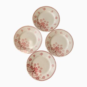 Antike rote Eiserne Dessertteller von Lunéville, 1890er, 4er Set