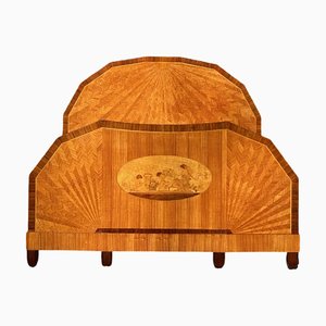 Cama doble francesa Art Déco con incrustaciones, años 30