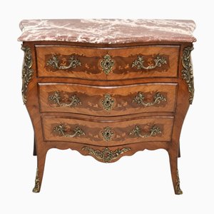 Cómoda Bombe francesa antigua con tablero de mármol, década de 1890