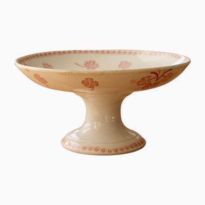 Antique High Compote Bowl in Red Iron Earth from Lunéville, 1890s