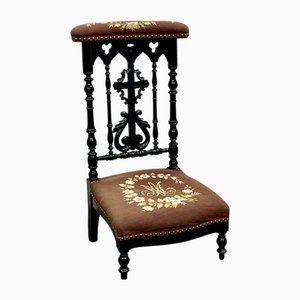 Late 19th Century Napoleon III Prie-Dieu Side Chair in Blackened Wood in the Name of Adèle