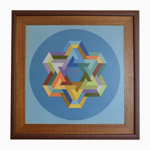Yaakov Kaszemacher, Geometric Composition, Acrylic on Paper Mounted on Wood, 1980s