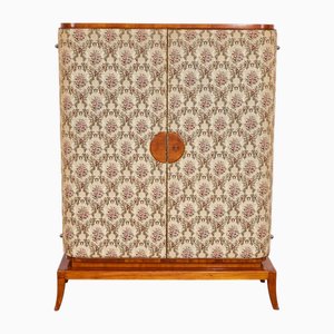 Art Deco Cherrywood and Tapestry Wardrobe attributed to Josef Frank, Austria, 1930s