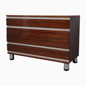 Mid-Century Walnut and Aluminum Office Chest of Drawers by Osvaldo Borsani for MiM, 1960s