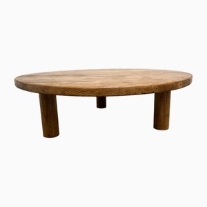 Table Basse Circulaire en Chêne, 1950s